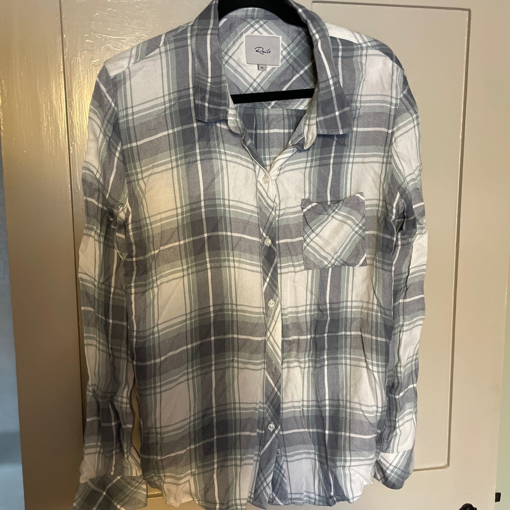 Rails Blue and White Plaid Button-Down Shirt